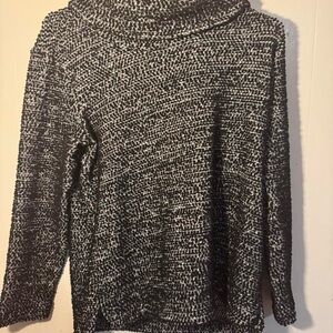 Calvin Klein Black and White Cowl Neck Sweater